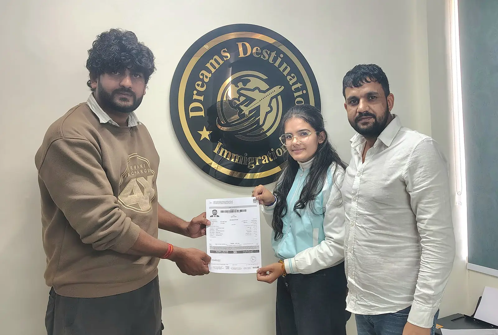 Passport with visa stamp handover